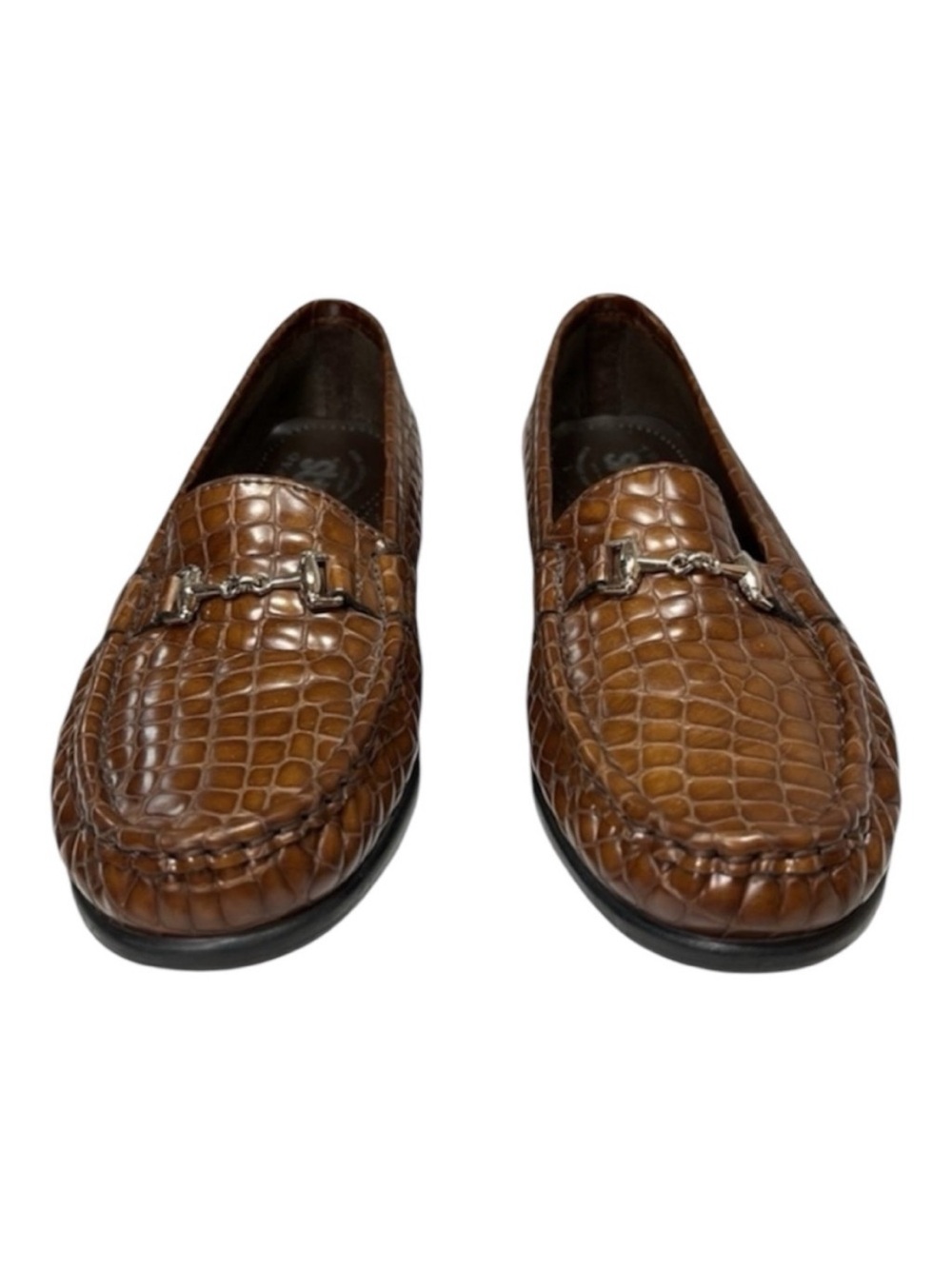 SAS Croc Embossed Metro Leather Loafers, Brown, Women’s 8.5